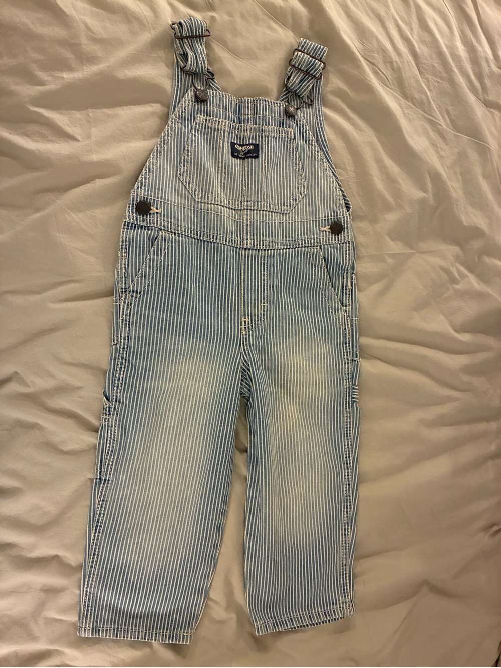 Vintage OshKosh B'Gosh Vestbak Denim Overalls Blue Stripes 2T